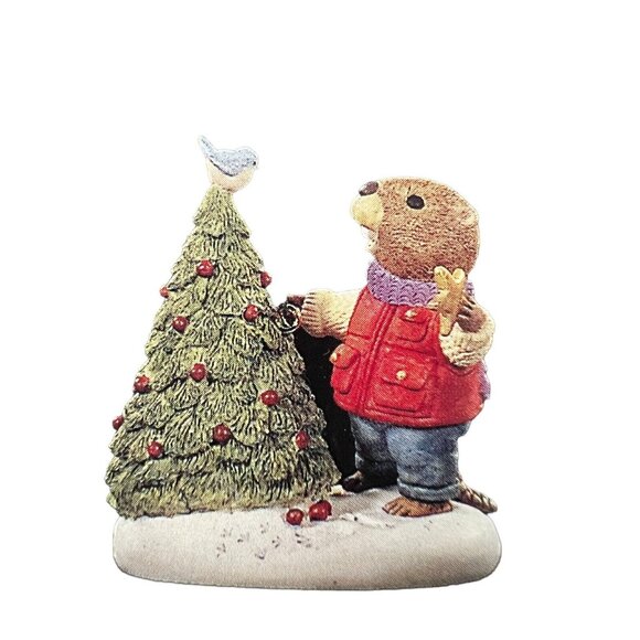 Hallmark Ornament Eager for Christmas Beaver 1994 Figurine Tree Scene Holiday De - Picture 1 of 6